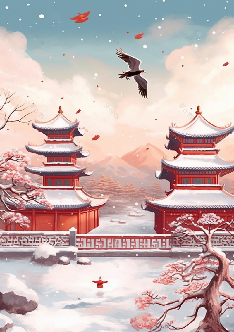 大雪地节气房屋插画背景,插画/手绘图,插画/手绘图库,插画/手绘图下载,插画/手绘